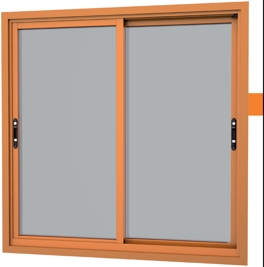 Render técnico do sistema Ecoline 2.5 System Glass Tape — Janela de correr, vista interna